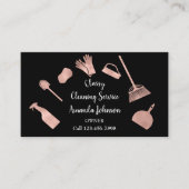 Classy Cleaning Services Gold Logo Maid Pink Rose Visitekaartje (Voorkant)