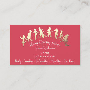 Classy Cleaning Services Gold Logo Maid Pink Visitekaartje