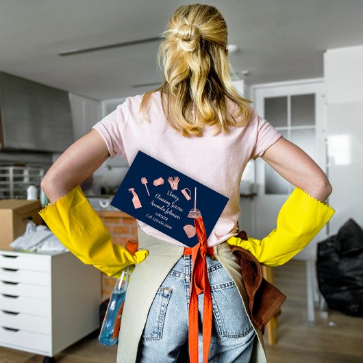 Classy Cleaning Services Gold Logo Maid Roos Blue Visitekaartje