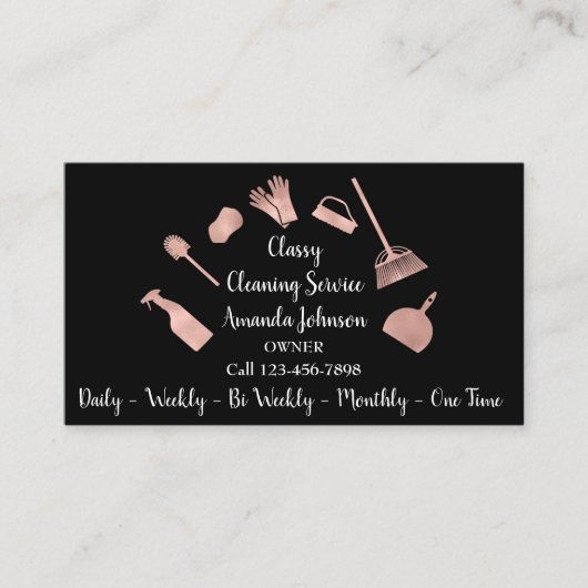 Classy Cleaning Services Gold Logo Maid Roos Glam Visitekaartje (Voorkant)