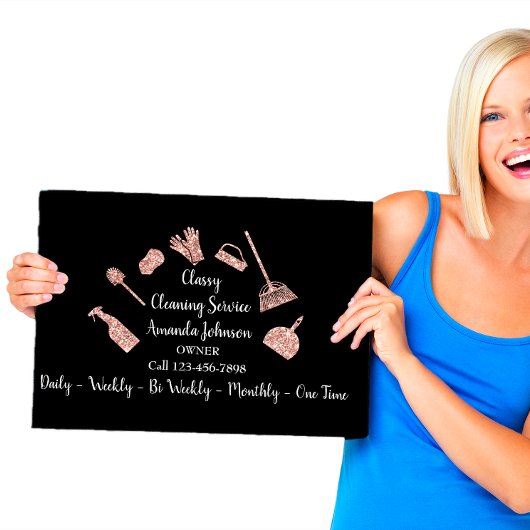 Classy Cleaning Services Gold Logo Maid Roos Glitt Visitekaartje
