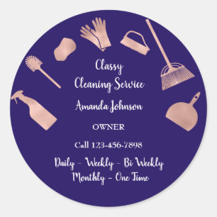 Classy Cleaning Services Gold Logo Maid Roos Navy Ronde Sticker