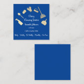 Classy Cleaning Services Gold Logo Maid Royal Blue Vierkante Visitekaartje (Voorkant / Achterkant)