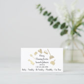 Classy Cleaning Services Gold Logo Maid White Visitekaartje (Staand voorkant)