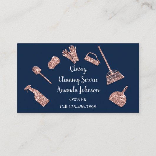 Classy Cleaning Services Gold Logo MaidRoseGlitter Visitekaartje (Voorkant)