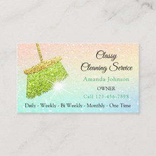 Classy Cleaning Services Holograaf Ombre Glitter Visitekaartje