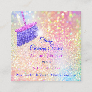 Classy Cleaning Services Holografen Gold Glitter Vierkante Visitekaartje
