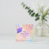 Classy Cleaning Services Holografen Gold Glitter Vierkante Visitekaartje (Staand voorkant)