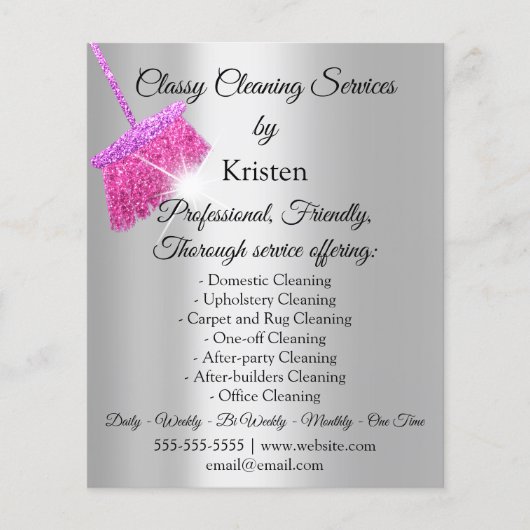 Classy Cleaning Services House houdt grijs roze Flyer (Voorkant)