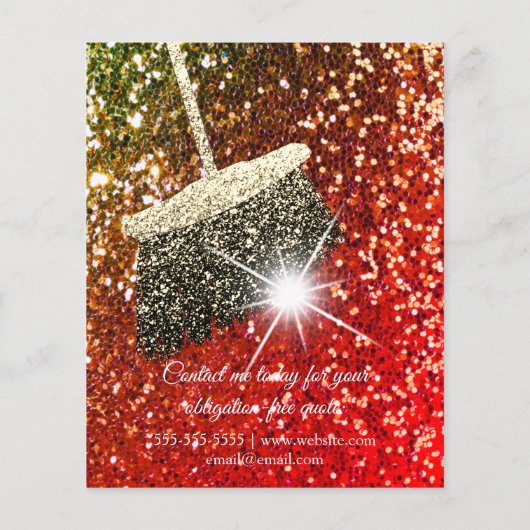 Classy Cleaning Services House Keeping Red Glitter Flyer (Achterkant)