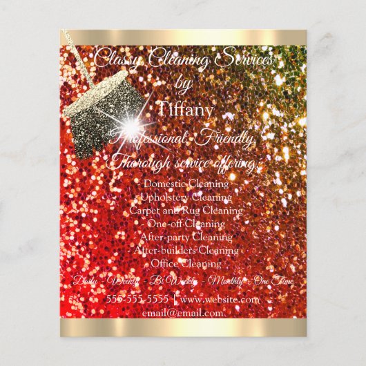 Classy Cleaning Services House Keeping Red Glitter Flyer (Voorkant)
