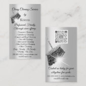 Classy Cleaning Services House QRCode Gray houden Visitekaartje (Voorkant / Achterkant)
