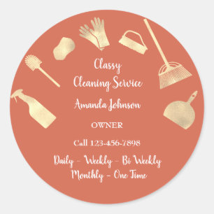 Classy Cleaning Services Kantoor Maid Gold Home Lu Ronde Sticker