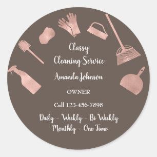 Classy Cleaning Services Kantoor Maid Roos Brown Ronde Sticker
