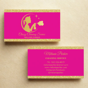 Classy Cleaning Services Logo Maid Gold Business C Visitekaartje