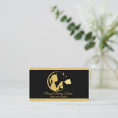 Classy Cleaning Services Logo Maid Gold Visitekaartje (Staand voorkant)