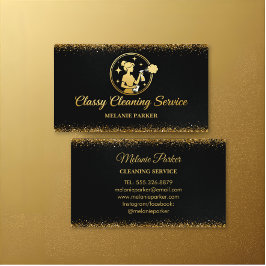 Classy Cleaning Services Logo Maid gold Visitekaartje