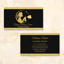 Classy Cleaning Services Logo Maid Gold Visitekaartje