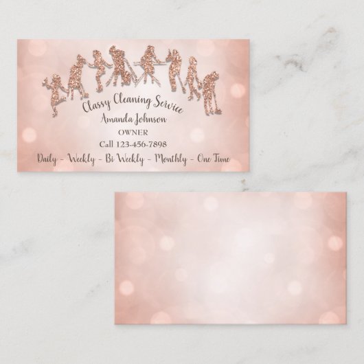 Classy Cleaning Services Logo Maid Roos Gold Visitekaartje (Voorkant / Achterkant)