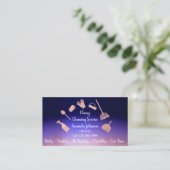 Classy Cleaning Services Logo Maid Roos Navy Visitekaartje (Staand voorkant)