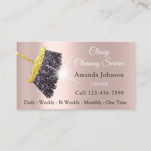 Classy Cleaning Services Maid Gold Silver Roos Visitekaartje (Voorkant)