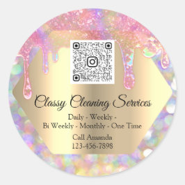 Classy Cleaning Services Maid Housekeeper QR Code Ronde Sticker