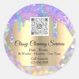 Classy Cleaning Services Maid Housekeeper QRCode Ronde Sticker