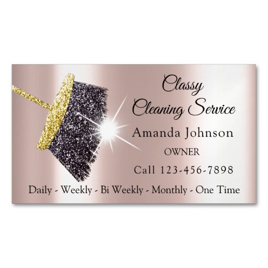 Classy Cleaning Services Maid Silver Roos House Magnetisch Visitekaartje (Voorkant)