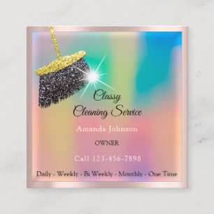 Classy Cleaning Services Ombre Pink Gold Glitter Vierkante Visitekaartje