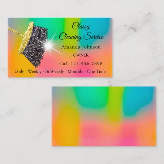 Classy Cleaning Services Ombre Pink Gold Glitter Visitekaartje (Voorkant / Achterkant)