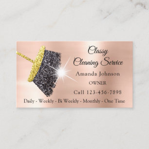 Classy Cleaning Services Roos Gold Glitter Black Visitekaartje