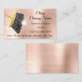 Classy Cleaning Services Roos Gold Glitter Black Visitekaartje (Voorkant / Achterkant)