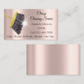 Classy Cleaning Services Roos Gold Glitter Grey Visitekaartje (Voorkant / Achterkant)