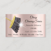 Classy Cleaning Services Roos Gold Glitter Grey Visitekaartje (Voorkant)
