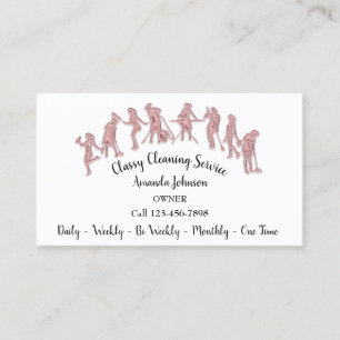 Classy Cleaning Services Roos Logo Maid White Pink Visitekaartje