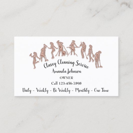 Classy Cleaning Services Roos Logo Maid White VIP Visitekaartje (Voorkant)
