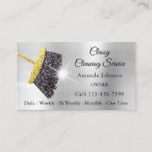 Classy Cleaning Services Silver Gold Glitter Black Visitekaartje (Voorkant)