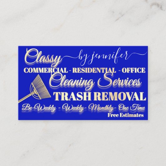 Classy Cleaning Trash Removal Maid Gold Logo QR Visitekaartje (Voorkant)