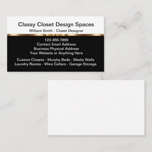 Classy Closet Design Visitekaartjes (Voorkant / Achterkant)