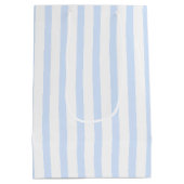 Classy Coastal Blue White Stripe Wedding Dank u Medium Cadeauzakje (Achterkant)
