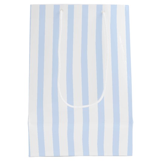 Classy Coastal Blue White Stripe Wedding Dank u Medium Cadeauzakje (Achterkant)