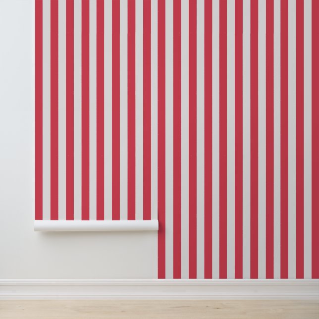 Classy Coastal Chique koraal witte strepen Behang (Applicatie)
