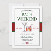 Classy Cocktail Green & Red Bachelorette Weekend Kaart (Voorkant)