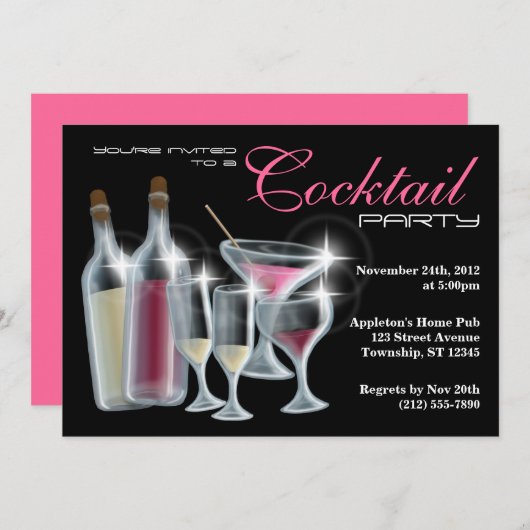 Classy Cocktail Party uitnodigingen (Voorkant / Achterkant)