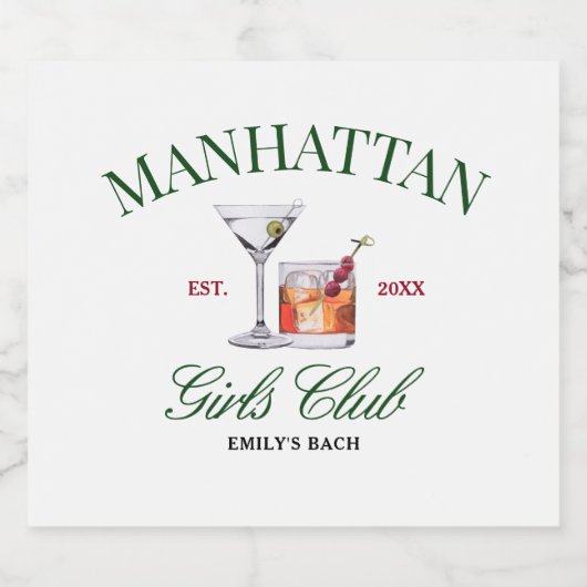 Classy Cocktails Green & Red Girl's Club Likeurfles Etiket (Enkel label)