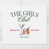 Classy Cocktails Green & Red Girl's Club Likeurfles Etiket (Enkel label)