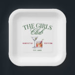 Classy Cocktails Green & Red Girl's Club Papieren Bordje<br><div class="desc">Dit groene en rode themaontwerp bevatte enkele klassieke cocktails.</div>