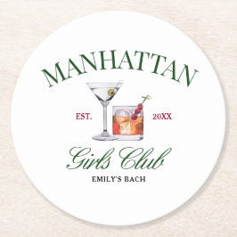Classy Cocktails Green & Red Girl's Club Ronde Kartonnen Onderzetter