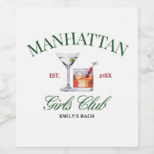 Classy Cocktails Green & Red Girl's Club Wijn Etiket (Enkel label)