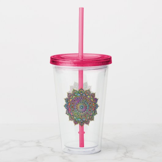 Classy Colorful Mandala India Style 1 Acryl Drinkbeker (Voorkant)